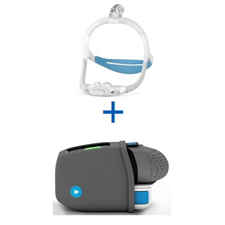 bild Auto-CPAP de viaje Breas Z1 Auto Unplugged con batería + Mascarilla Nasal con olivas ResMed AirFit™ P30i uit Linde Médica